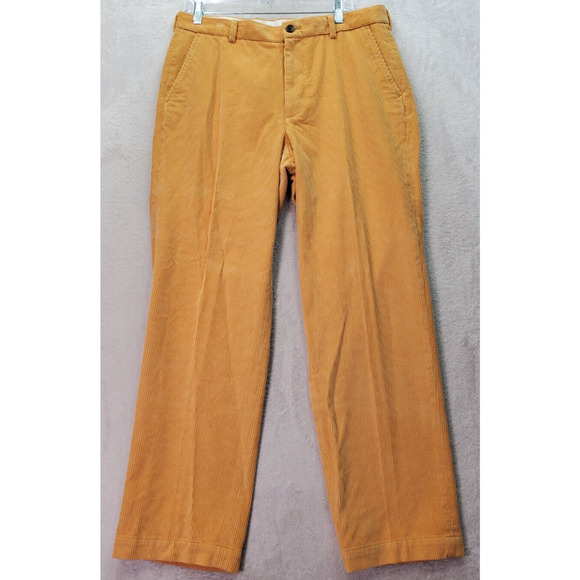 Brooks Brothers 346 Pants Mens Size 35 Orange Corduroy Cotton Flat Front Pockets - Picture 1 of 7